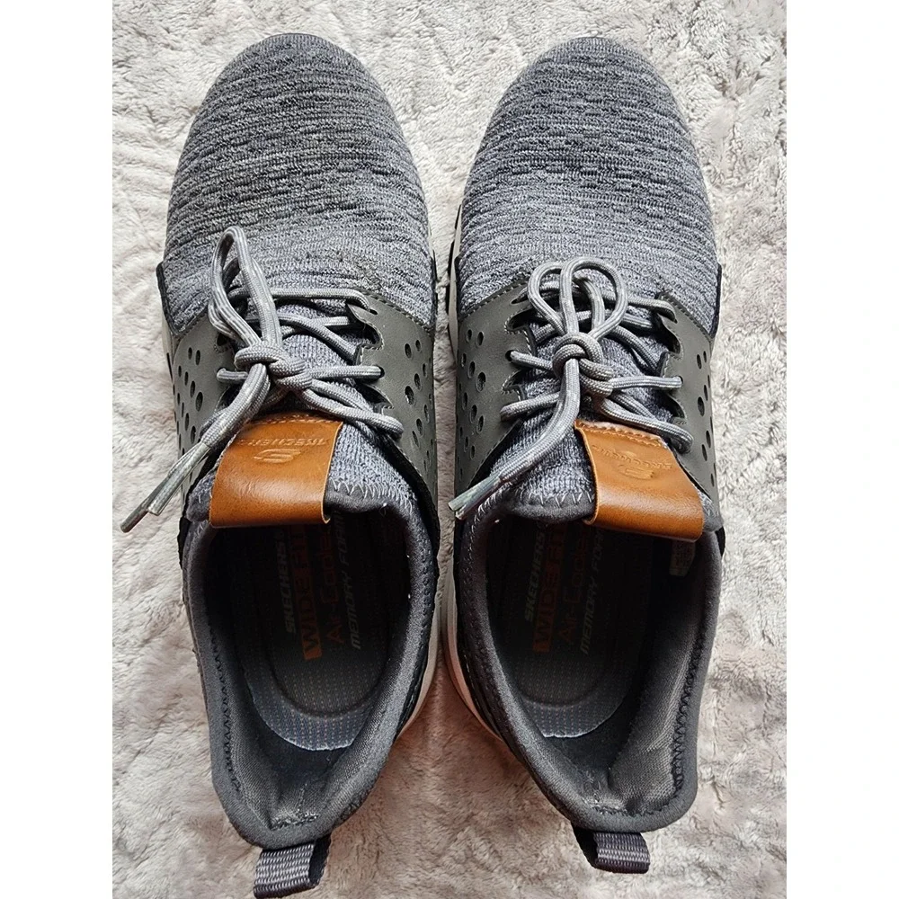 Skechers Relven-Velton Wide Fit Memory Foam Mens Grey Sneakers 11.5 65539